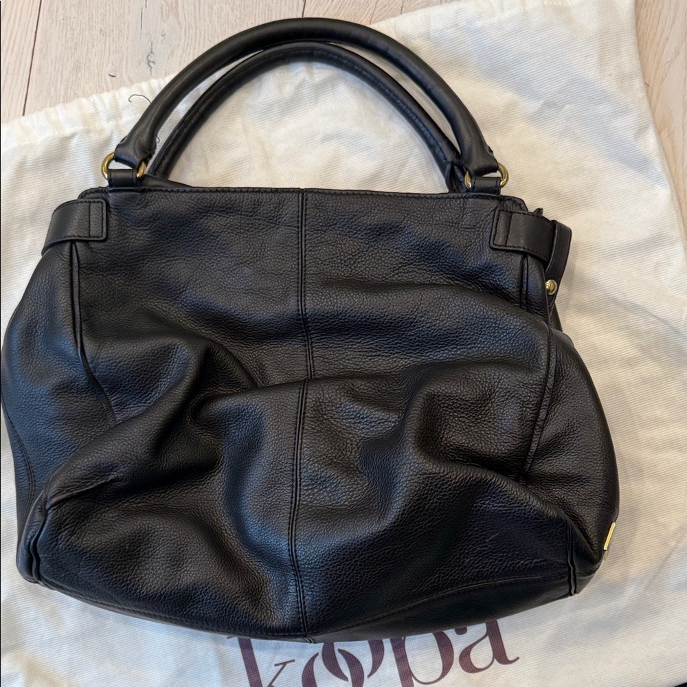 Kooba Black Leather Shoulder Bag with Gold Buckle - Picture 4 of 9